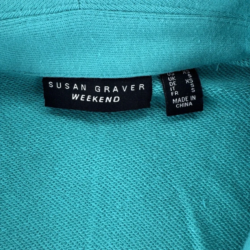 Susan Graver Weekend Marina Knit Blazer XS Raw Turquoise Blue